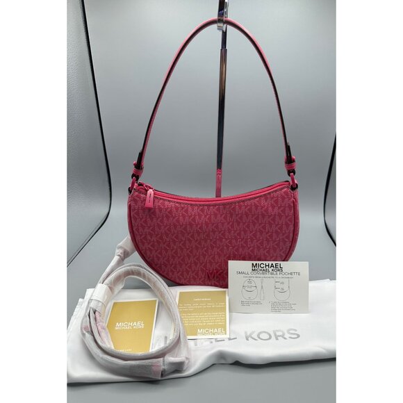 Michael Kors Small Kayla Wild Berry Convertible Pouchette Shoulder Crossbody NWT - Picture 2 of 10